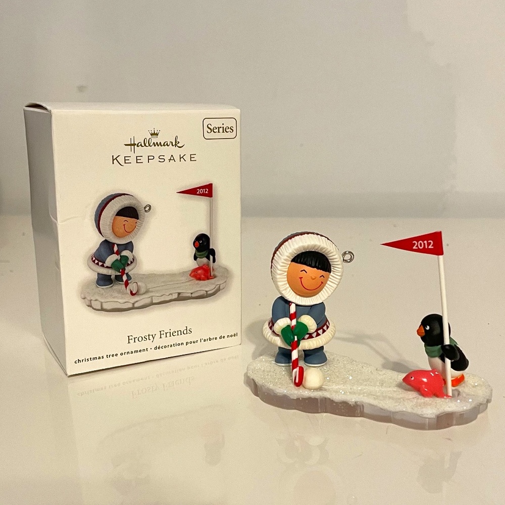 Hallmark 2012‎ Frosty Friends Christmas Ornament Eskimo & Penguin Golfing